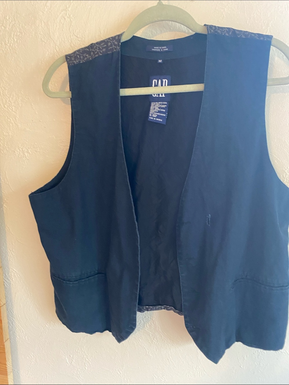GAP Navy Sleeveless Open Front Vest with Front Pockets